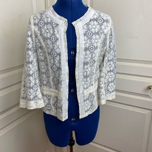 Auburn LA Cream Lace Jacket w/ 3/4 sleeves Sz. M